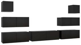 3078818 vidaXL Set dulapuri TV, 7 piese, negru, lemn prelucrat