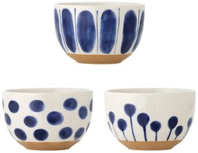 Boluri mici albe/albastre 3 buc. din gresie 500 ml Linora – Bloomingville