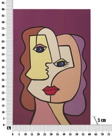 Tablou decorativ multicolor din lemn de Pin si panza, 60x3x90 cm, Faces-B Mauro Ferretti