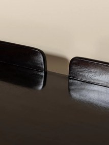 Birou vintage din lemn de mango, cu blat negru lăcuit și picioare conice, natur, finisaj lucios, 99×49.5×84.5 cm, „Beckett"