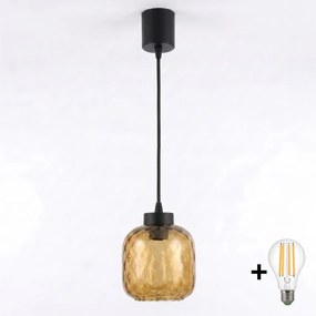 Brilagi - Lustru LED suspendat pe cablu R GLASS 1xE27/60W/230V Ø 14 cm negru/maro fumuriu