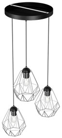 Lustră pe cablu BERGEN 3xE27/60W/230V neagră/crom lucios