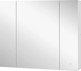 kleankin Dulap de baie cu oglindă și lumină LED, 90x15x75 cm, uși soft-close, reglabil în 3 culori, rafturi ajustabile, întrerupător tactil, alb | Aosom Romania