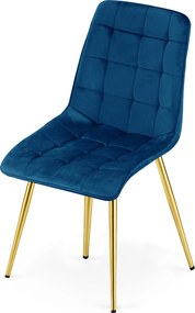 Scaun de masa SPLIT VELVET cu picioare aurii, albastru