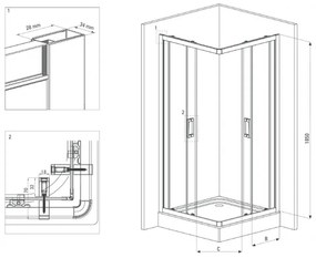 Set cabina dus neagra 80x80 cm cu baterie dus neagra termostatica Ferro