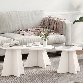 vidaXL Set de măsuțe de cafea 3 pcs Alb 49 x 49 x 30 cm