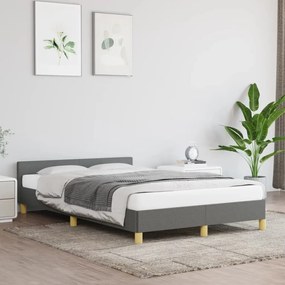 347400 vidaXL Cadru de pat cu tăblie, gri închis, 120x200 cm, textil