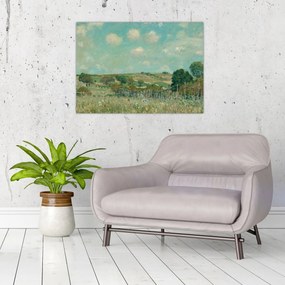 Tablou pe sticlă - Alfred Sisley,  Meadow, reproducere (70x50 cm)