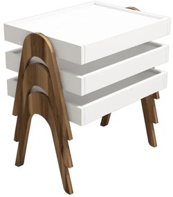 SET 3x măsuță laterală ROMA albă/maro