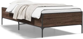 vidaXL Cadru de pat, stejar maro, 75x190 cm, lemn prelucrat și metal