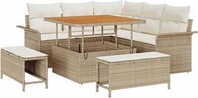 vidaXL Set de canapele pentru grădină cu pernă 8 pcs Bej și crem