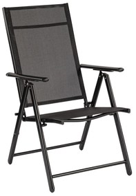 Scaun de grădină pliabil Lugo cu cadru metalic, negru