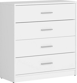 Comoda NEPO PLUS, alb, PAL laminat, cu 4 sertare, 80x34x84 cm
