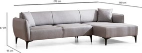 Colțar Belissimo gri deschis, colț pe partea dreaptă – Balcab Home