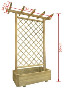 Pergola de gradina cu jardiniera, 162 x 56 x 204 cm, lemn