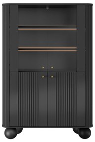 Vitrină Vesper 103 cm - negru / picioare aurii