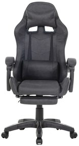 Scaun gaming, masaj în perna lombară, suport picioare, textil, Negru