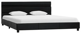 284796 vidaXL Cadru de pat cu LED, negru, 160 x 200 cm, piele ecologică