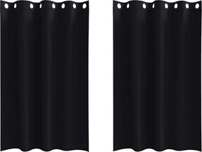 vidaXL Perdele Opaque cu Inel 2 pcs Negru 175 x 140 cm Poliester