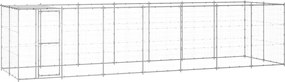 vidaXL Padoc câini de exterior cu acoperiș, 16,94 m², oțel galvanizat