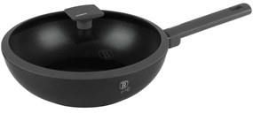 Tigaie wok cu capac 28 cm, 3,2L Anthracite Berlinger Haus BH 8124, strat antiaderent, gri