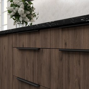 Dulap înalt pentru cuptor şi cuptor cu microunde, nuc okapi/negru, MENZO 60 DPM-210 2F