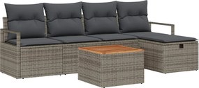 vidaXL Set de canapele pentru grădină cu pernă 6 pcs Gri Rattan poli