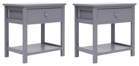 vidaXL Noptiere, 2 buc., gri, 40x29x42 cm, lemn de paulownia