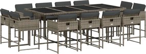 vidaXL Set mobilier de grădină cu perne, 13 piese, gri, poliratan