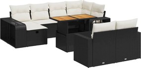 vidaXL Set canapele de grădină cu perne, 11 piese, negru, poliratan