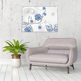 Tablou - Lebede albastre (70x50 cm)