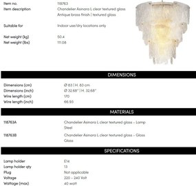 Candelabru LUX design deosebit Asinara L, sticla texturata