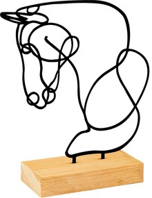 Accesoriu decorativ 565TNL1259, negru/stejar, metal/lemn, 17x8x26 cm