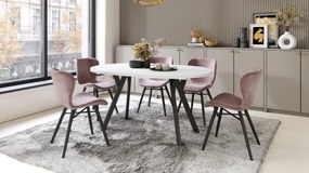 Mazzoni ALDO Alb Mat/picioare negre - MASĂ ROTUNDĂ STIL LOFT PENTRU SALON/SUFRAGERIE EXTENSIBILĂ CU PICIOARE ÎN FORMĂ DE "Y"