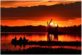 Tablou - Pescari pe lac (90x60 cm)