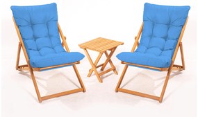 Set mobilier de grădină masă și scaune Kikadu 5 (albastru + natural) (pentru 2 persoane). 1093850