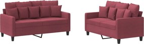 vidaXL Set canapea cu perne, 2 piese, roșu vin, material textil