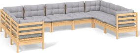 vidaXL Set mobilier de grădină cu perne, 5 piese, gri, lemn de pin