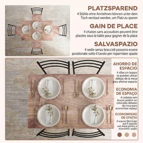 HOMCOM Set din 5 Piese cu Masă de Bucătărie Dreptunghiulară și 4 Scaune Moderne din MDF și Oțel, 110x70x75 cm , Maro | Aosom Romania