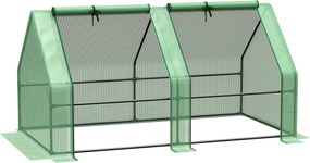 Outsunny Mini Seră Portabilă cu Uși Mari cu Fermoar și Acoperiș din PE pentru Protecție Împotriva Apei/UV, 180x90x90 cm, Verde | Aosom Romania