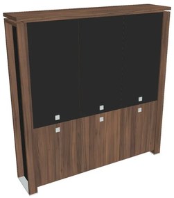 Dulap înalt Verno+ S 200 x 46 x 210 cm, uși combinate, nuc / negru