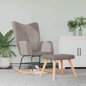 vidaXL Scaun balansoar cu taburet, gri taupe, textil