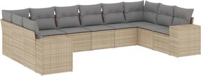 vidaXL Set canapele de grădină cu perne, 10 piese, bej, poliratan