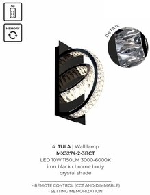 Aplica de perete LED CCT si telecomanda Tula negru