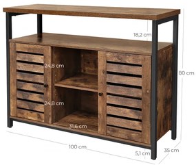 Dulapior Vintage Cu 2 Usi Si 1 Polita, Maro Rustic, 100 Cm