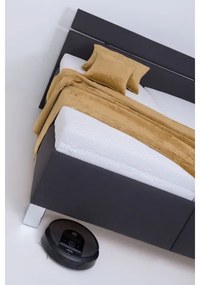 Pat tapițat ALIS 180 x 200 cm, cu saltea și spațiu de depozitare, antracit