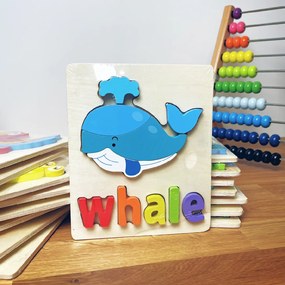 Puzzle din lemn pentru copii "Balenă"