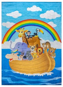BAMBINO 2685 covor lavabil Animale, Barcă pentru copii anti-alunecare - albastru / maro