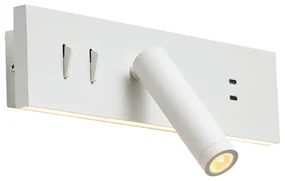 Lampă de perete albă reglabilă cu USB-C incl. LED - Modric