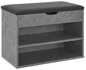 Suport pantofi cu capac rabatabil și scaun tapițat 60 x 30 x 44 cm aspect beton